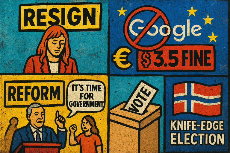 Europe bulletin: UK’s Rayner quits, Google hit with $3.5B fine, Norway braces for elections